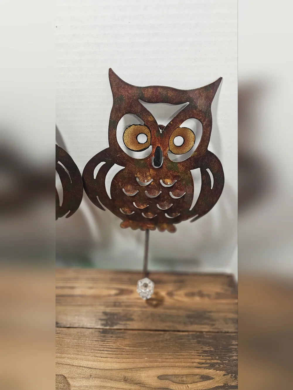 Set of 2 Rustic Metal Owl Wall Hooks Farmhouse Cabin Decor Key Towel Hangers